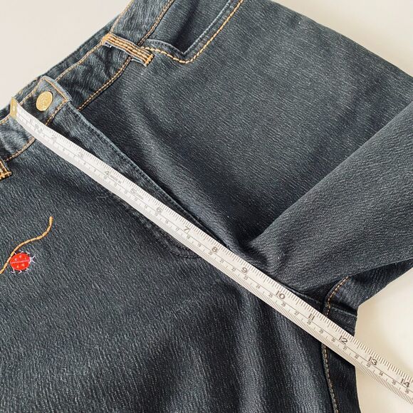 Women's Flecce Jeans High Rise Embroidered Size 30 Made in Korea - Picture 10 of 13